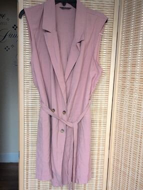 Sleeveless Duster Vest in Dusty Rose